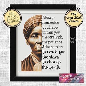 Harriet Tubman Cross Stitch Pattern - Change the World - Mix and Match - Printable and Pattern Keeper Compatible PDF Files - Etsy