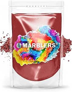 MARBLERS Red Mica Powder Colorant [Deep Red] 3oz (85g) |Cosmetic Grade | Epoxy Resin Pigment | Dye | Non-Toxic, Vegan, Cruelty-Free | Lip Gloss, Nails, Body Butter | Bath Bomb, Candle & Soap Making