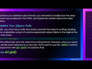 How to Convert Array Elements to a List in Output Using jQuery