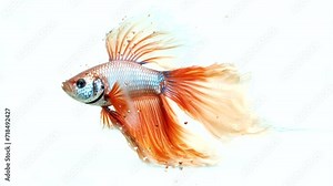 Animation of a red betta fish in an aquarium, fighting fish