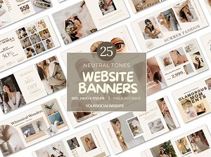 Neutral Themed Website Banners, Editable Banners Shopify, DIY Banners, Website Kit, Canva Template, Wix Banner, Slider Image, Website Header - Etsy
