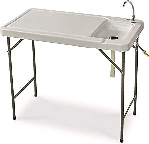 Guide Gear Portable Folding Fish/Game Cleaning Camp Table with Sink and Faucet, Outdoor Fishing Washing Station for Boat, Dock