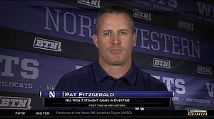 Mike Hall talks with Northwestern head football coach Pat Fitzgerald about how the team is improving as the season goes on, including three straight wins in overtime. | Big Ten Network