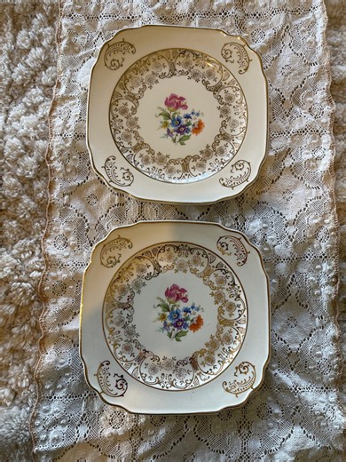 Vintage Harker Pottery Co Square Dessert Plates 22 Karat Gold Trim With Floral Image - Etsy