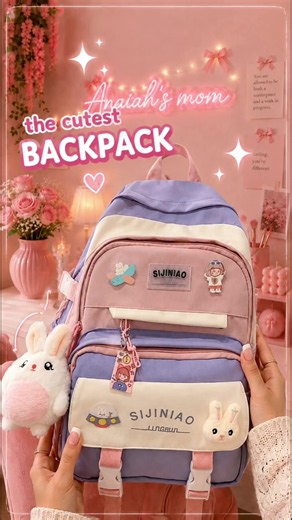 This backpack is literally straight out of a Pinterest dream 💜🎀 So roomy, comfy, and the cutest pastel aesthetic ever ✨ The bunny charm kawaii details = instant obsession 🐰💼 #TikTokMadeMeBuyIt #KawaiiAesthetic #BackToSchool #CuteBackpack #AmazonFinds