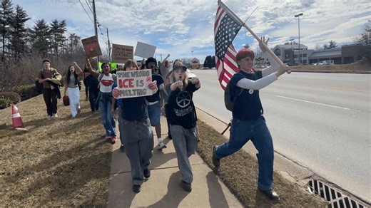 More than 100 T.C. Roberson High School students walk out to protest against ICE