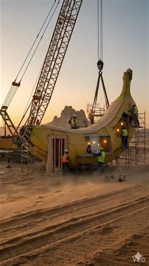 Desert ke beech mein ban gaya "Banana House"! 🍌🏠 #viralvideo#BananaHouse #UniqueHome