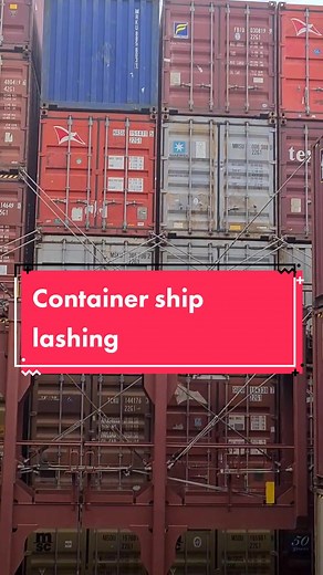 How containers are secured on a container ship. Lashings and Lashings of Lashings. #shiptok #captainmark #workatsea #megaship #containership #merchantnavy #lashing #containers #supplychain #twistlocks #lashingbars #stevedores