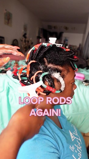 Installing Loop Rods on my best friend’s hair! Part 1 😍❤️🔥 #looprods #shinycurls #curlyhairstyleidea #naturalhairlovers #hairtok #naturalhairstylesforblackwomen #naturalhairvibes #heatlesshairhack #healthycurlyhair #dearblackgirl