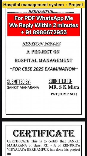 Hospital Management System (CS Project) | Class 12/College | ER Diagram + SQL #CSProject #Shorts