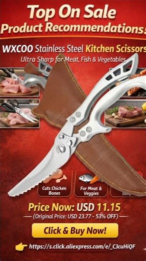 Ultra Sharp Kitchen Scissors 🔪 Cut Chicken Fish & Veggies Easily 53% OFF Deal #kitchengadgets