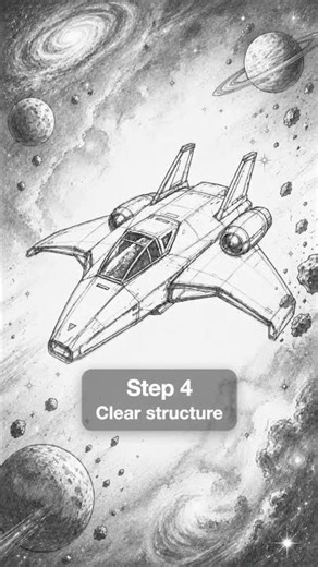 How to draw a spaceship in 7 steps ?