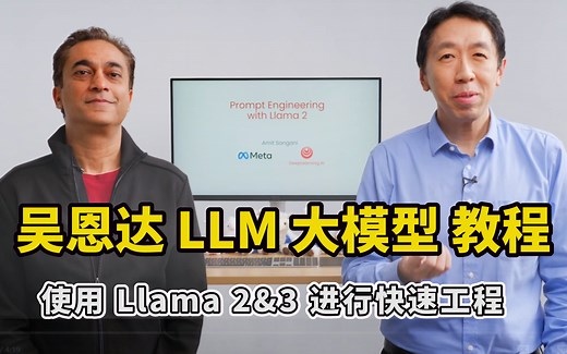 吴恩达大模型系列：使用 Llama 2&3 进行快速工程 丨Prompt Engineering with Llama 2&3 附课件 代码