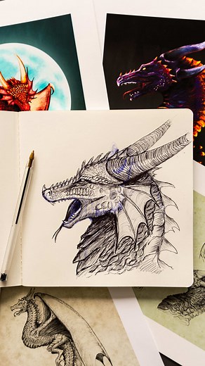 Practice by drawing real animals and you’ll learn how to draw dragons as well 🐉 #drawing #dragon #sketch Tutorial, learn to draw, how to, artist, fantasy art, creature design, speeddraw, speedpaint