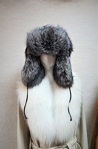Silver Fox Fur Hat, Aviator Winter Hat, Silver Fox Fur Trapper Hat, Natural Fox Fur Hat, Russian Ushanka, Winter Furry Hat - Etsy