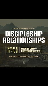 In a world filled with isolation and superficial relationships, discipleship offers a path to deep, meaningful relationships grounded in accountability, growth, and shared purpose. Join us at our Chapel Men’s Spring Retreat: Discipleship Relationships on March 14-16 where we’ll learn how to develop relationships using examples from the Bible—relationships that sharpen character, strengthen faith, and equip you to lead your families, church, and communities. Register at biblechapel.org/men #thebi