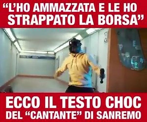 475K views · 3.3K reactions |  ECCO IL TESTO CHOC DEL CANTANTE DI SANREMO. ASCOLTATE: “L’ho ammazzata e le ho strappato la borsa” Di solito sono sempre calma, ma questa volta sono veramente arrabbiata. Possibile che gli italiani paghino il canone Rai per vedere elementi di questo calibro, che inneggiano al femminicidio, allo stupro e alla violenza? Ps. Nella canzone che porterà a Sanremo insulta anche Salvini. #SanSCHIFO! | Alex Bazzaro | Facebook