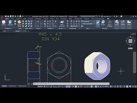 Como modelar una tuerca en Autocad 3D, Comando Barrer. Modelar Rosca Interna
