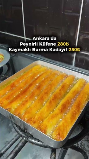 A kunefe shop in Ankara making 10 different types of kunefe! Cheese kunefe 280₺✨ Creamy Burma Kad...