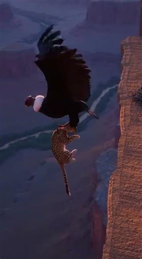 Giant Condor vs. Leopard: Epic Cliffside Rescue! 🦅🐆 #EpicAnimalRescue #CondorVsLeopard
