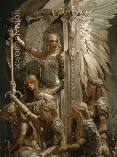 Valkyrjur ~ at the village #aiart #ai #midjourney #worddivision #valkyrie