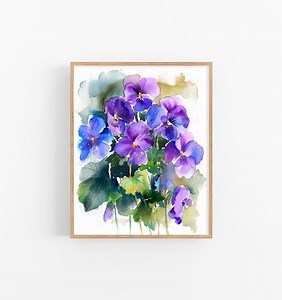 Violet Flowers Watercolor Painting Floral Watercolor Art Print Flowers Art Print Gifts for Her by Feelingprints - Etsy