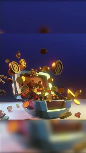 Blender 3D Low Poly Treasure Chest, Coin Explosion Animation