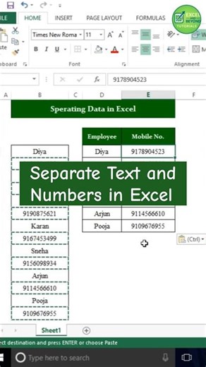 How to Split Text and Numbers in Excel Without Formula | Separate Text and Numbers in Excel | #excel