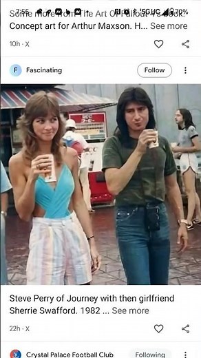 Steve Perry of Journey with girlfriend Sherrie Swafforf.1982