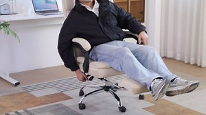 Office Computer Chair with Removable Headrest & Footrest, Comfy Rolling Ergonomic Office Desk Chair with High Back and Frosted Velvet (Dark Grey)