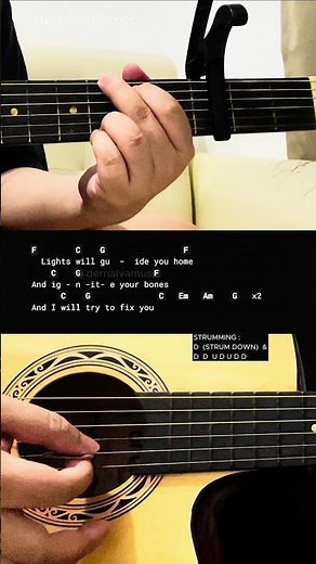 Fix You - Coldplay | Easy Guitar Tutorial For Beginners #guitarlesson #shorts