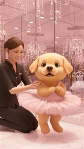 Instead of a torn ballet costume… a shinier puppy ballerina!🐶🩰