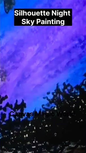 Easy And Simple Night Sky Silhouette Painting 🌌✨ | Satisfying Art #short #art #fypシ