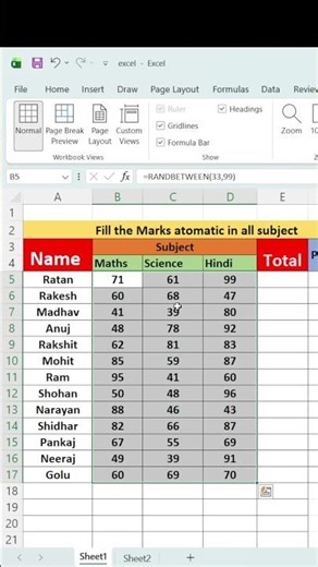 🔥👉 “Excel me Marksheet banana ab hua easy 😍 (Secret Trick)”