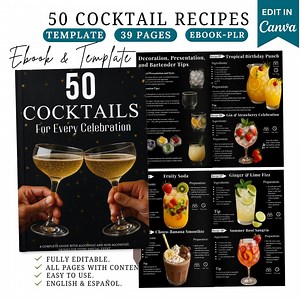 Cocktails Recipe Ebook,digital Cocktail Guide,editable Cocktail Ebook,holiday Drink Recipes,party Drinks Ideas,drink Recipes,plr Ebook - Etsy
