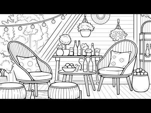 Relaxing Evening on the Attic Pation Zen Color #PaintbyNumbers #coloringbook