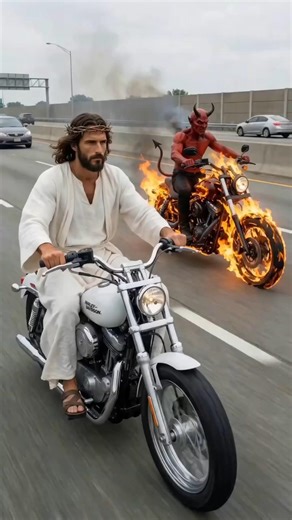 Jesus vs devil competition motorcycle Jesus 😭 devil #jesus #devil #funny