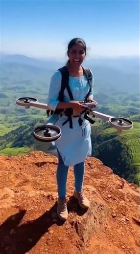 Tamil Nadu Girl Flying Over Hills | Real Drone Experiment #trending #trendingshorts #villagelife