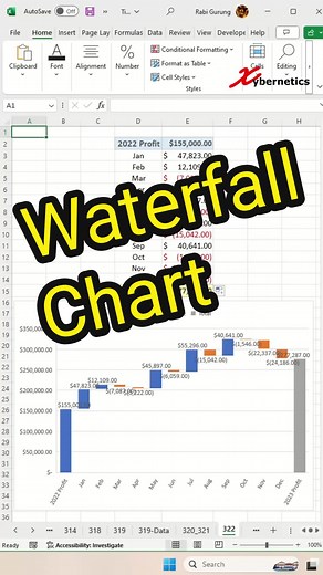 Waterfall Chart in Excel - Excel Tips And Tricks #microsoft #excel #exceltips #exceltricks #tips #tipsandtricks #googlesheet #fypシ゚viral