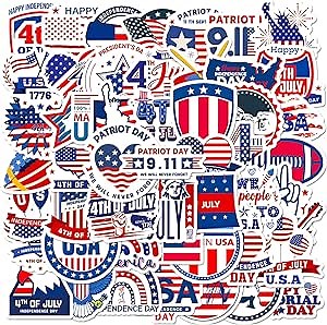 100 PCS Funny American Flag Stickers and Decals, USA Flag Stickers for Kids Teens Adults, American Flag Decorations Waterproof Vinyl Stickers for Water Bottle Laptop Luggage Guitar