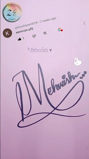 Mehwish Name | Stylish Handwriting tutorial ✍🏻 I Zippy ZE 💞. 💝Style your name with @ZippyZE 💝