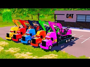 Colorful Excavator Heavy Haul to the Mine | FS22