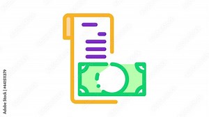 Invoice Check List And Money Dollar animated icon on white background Stock Video