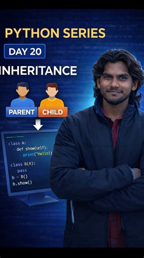 ANIL KUMAR on Instagram: "Day 20 of Python Series 🐍🔥 Today I explained Inheritance in Python in a simple way for beginners. Inheritance helps us reuse code using parent and child classes. 👉 Try the questions & comment your output 💾 Save for revision! python inheritance tutorial, inheritance in python for beginners, python oops inheritance, python parent child class, python class inheritance example, python programming basics, learn python step by step, python series day 20, python practice q