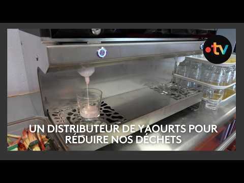 A yogurt dispenser in the canteen to reduce waste