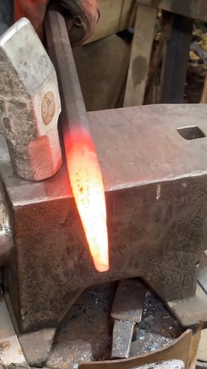 Blacksmith forging a hammer eye drift. Started with an old 1 1/2” octagon crow bar. Forged to a tapered oval on one end and a reverse taper on the other. #blacksmithing #handforged #asmr #satisfyingvideos | Foxgloveforge