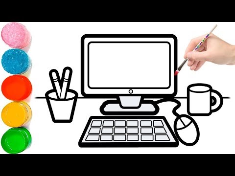 How to Draw a Computer in Easy & Simple Steps | Computer Parts Drawing