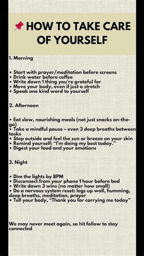 Daily Self-Care Routine for Morning, Afternoon, an Night #healthawareness #homewellness #wellnesstip