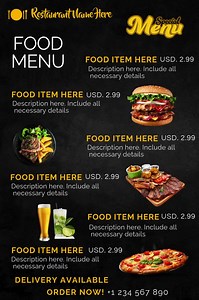 Food Menu Template | Editable Canva Poster | BBQ Brunch Sign | Restaurant Food Menu Flyer | Instant Digital Download - Etsy UK