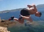 Hilarious moment guy fails front dive and painfully flips over